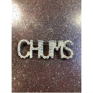 Chums Gold Rhinestone Brooch